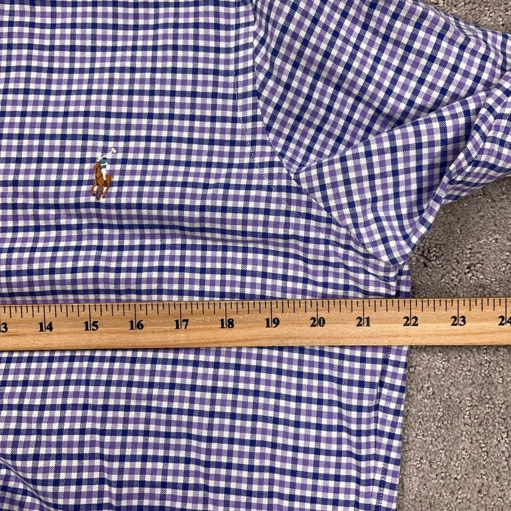 Ralph Lauren Mens Men Purple Gingham Check Cotton Long Sleeve Preppy Classic
